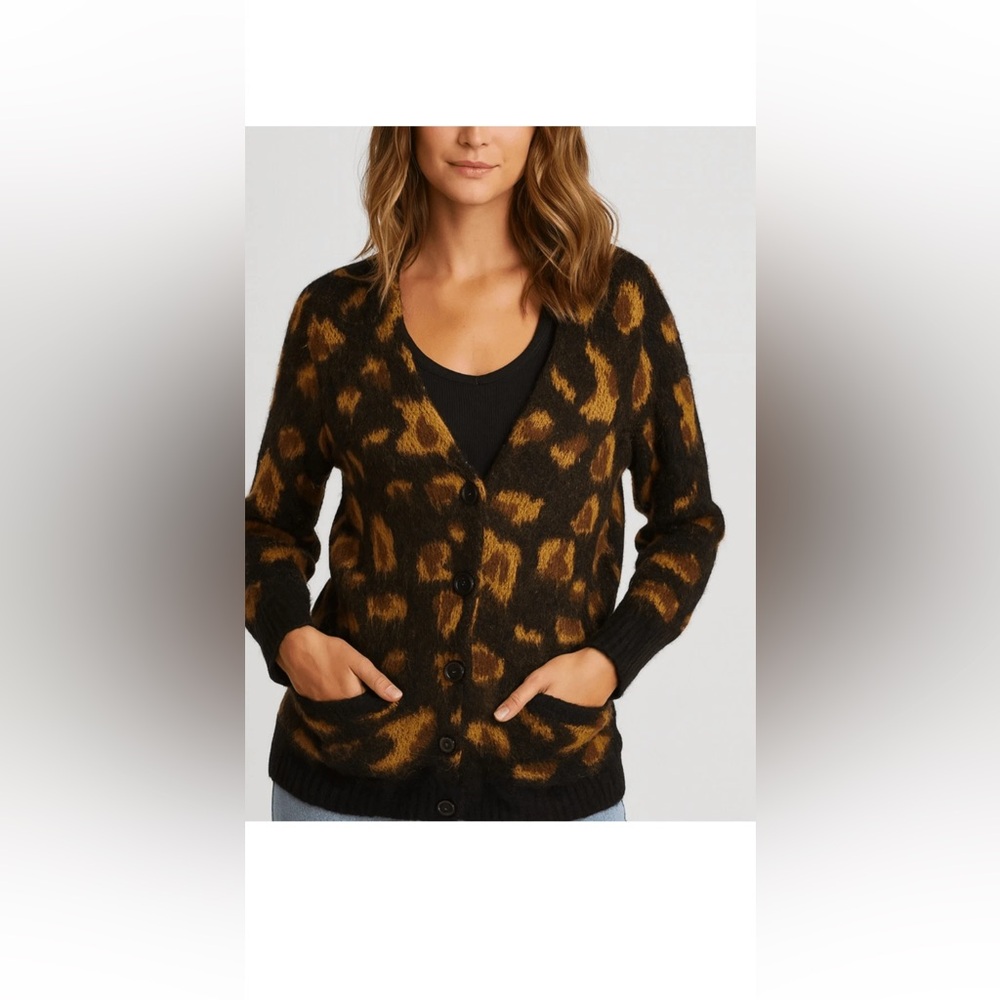 Free People Out Of Africa Wild Cat Wool Cardigan Sweater Oversized S $128 - Picture 1 of 13